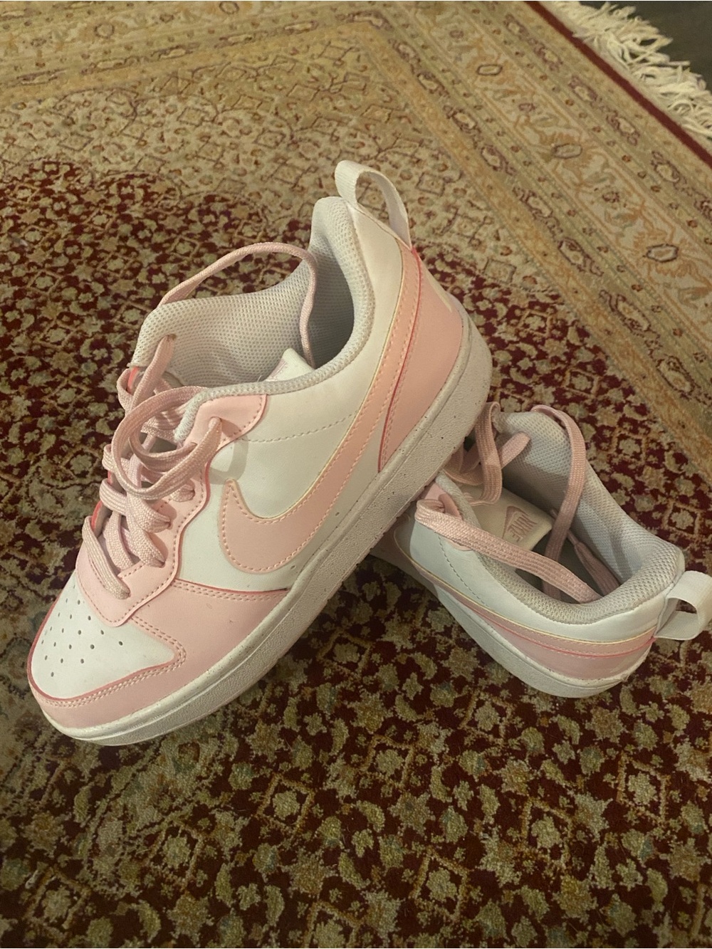Women's Nike Court Borough Pink and White Low-Top Sneakers